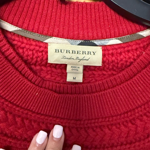 Burberry Crimson Crew Neck Cashmere Sweater - Picture 2 of 12